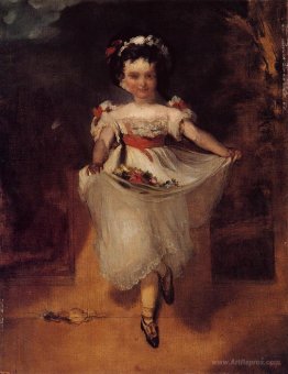 Little Girl Carrying Flowers in Her Apron