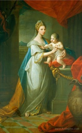 Portrait of Augusta of Hanover with her first born son Karl Geor