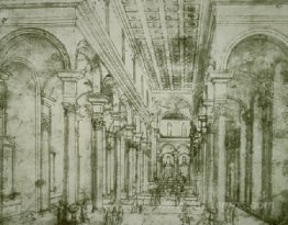 Perspective drawing for Church of Santo Spirito in Florence