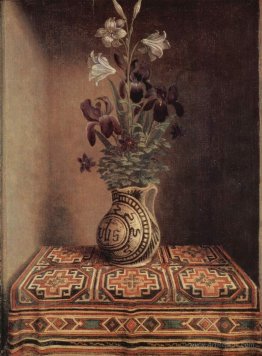 Still Life with a Jug with Flowers. The reverse side of the Port