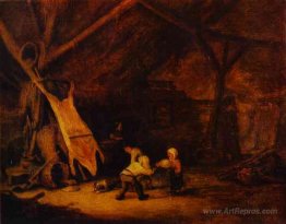 Children Playing in a Barn