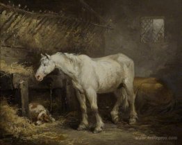 Horse and Dog in a Stable