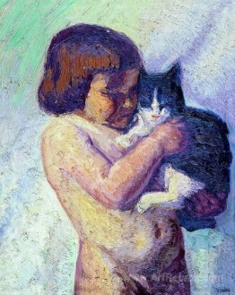 Child with cat