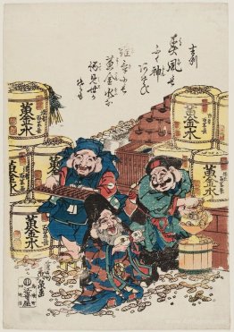 Daikoku, Ebisu, and Fukurokuju Counting Money