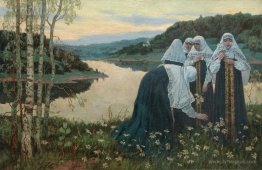 Girls on the bank of the river