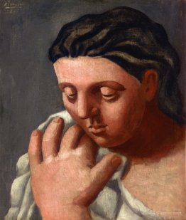 Woman's head and hand