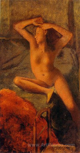 Nude with her arms raised