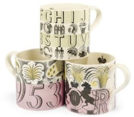 Three mugs designed for Wedgwood