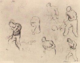 Six Sketches of Figures, Among Others a Man Sowing Wheat