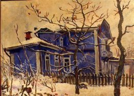 The first snow. The blue cottage.