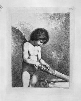 Love chooses an arrow in the quiver, by Guercino