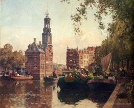 The Flowermarket On The Singel, Amsterdam, With The Munttoren Be