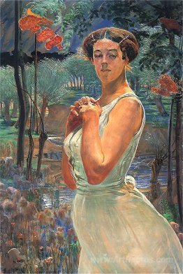 A woman in a grove