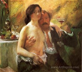 Self-Portrait with his Wife and a Glass of Champagne