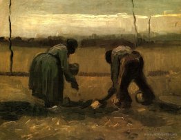 Peasant and Peasant Woman Planting Potatoes