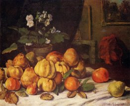 Still Life Apples, Pears and Flowers on a Table, Saint Pelagie