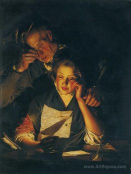 A Girl reading a Letter, with an Old Man reading over her should