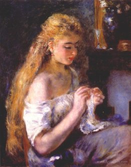 Girl crocheting