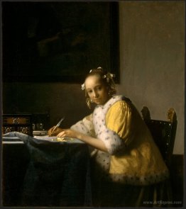 A lady writing