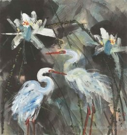 Lotus and Egrets