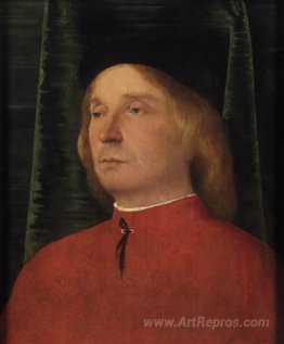 Portrait of a young man in red garment