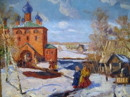 Winter. Landscape with The Red Church