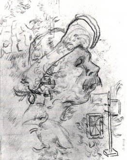 Head of a Man with a Hat, a Perspective Frame, and Other Sketche