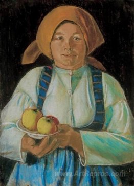 Young wife keeping apples