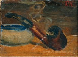 Still Life. Pipe with smoke.