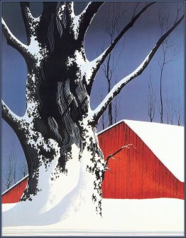 Red Barn and Tree Snow