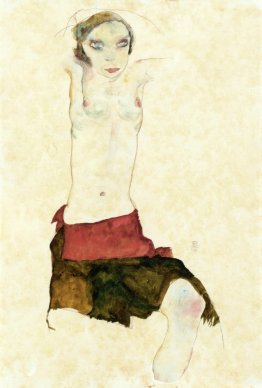 Semi Nude with Colored skirt and Raised Arms