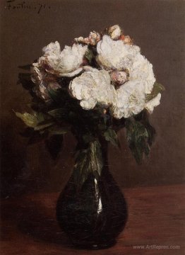 White Roses in a Green Vase