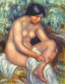 Bather wiping a wound