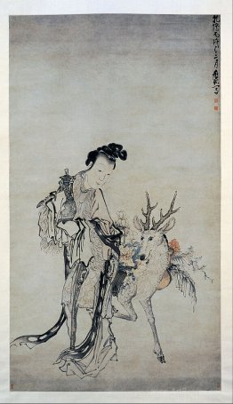 Ma-gu Holding a Vase, with a Deer