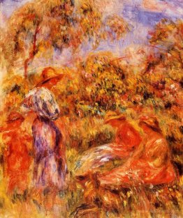 Three Women and Child in a Landscape