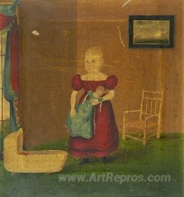 Girl Holding Doll in an Interior