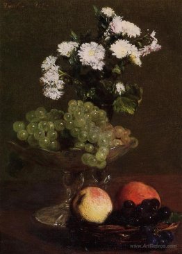 Still Life Chrysanthemums and Grapes