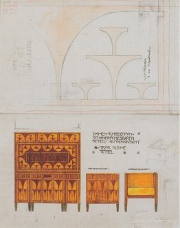 Draft drawings for the breakfast room of the apartment Eisler Te