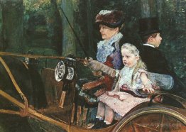 A woman and child in the driving seat