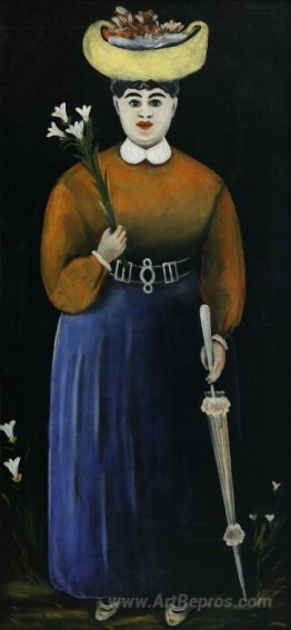 Woman with Flowers and Parasol