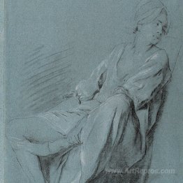 Sitting young woman in shirt