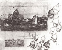 Rough sketches for the painting on "A knights at the crossroad"