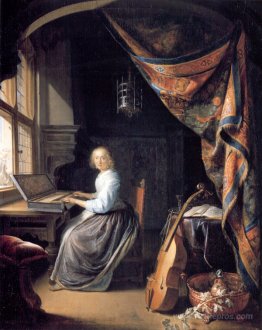 A Lady Playing the Clavichord