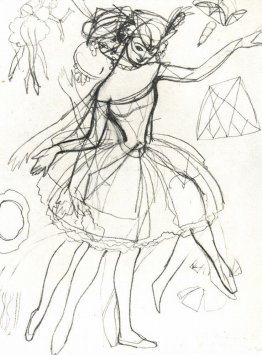 Costume sketches of Columbine for Anna Pavlova