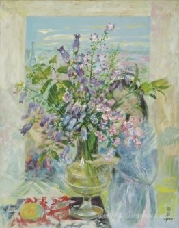 Woman with Bouquet of Flowers