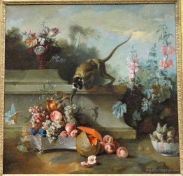 Still Life with Monkey, Fruits, and Flowers