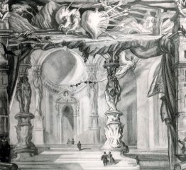 Sketch of Curtain For The Representation Of Don Juan Tenorio Tre