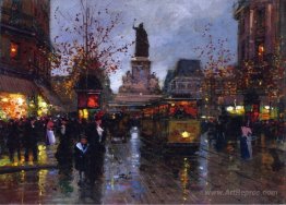 Paris, Place de la Republique at Twighlight