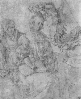 Mary and Child, crowned by an angel and St. Anna