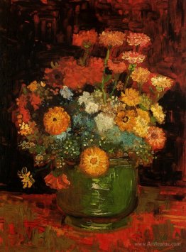 Vase with Zinnias